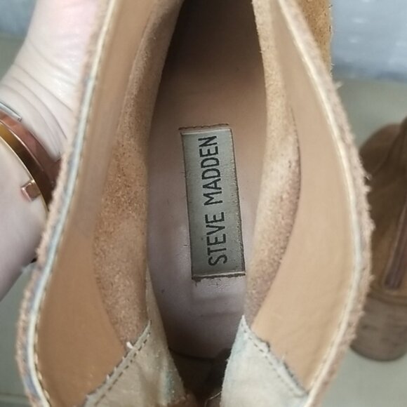 Steve Madden Shrines Brown Suede Leather Western Style Heeled Booties Sz8.5 - Picture 8 of 10